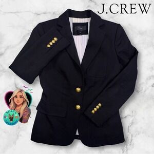 J. Crew Blazer Women's 00P Rhodes Gold Buttons Wool School Academia Old Money